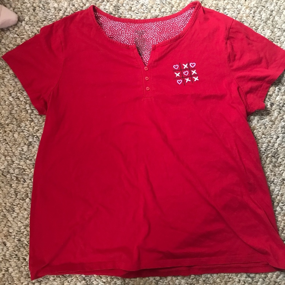 Simply Basic Sleepwear Girls Red Top Size 12/14 Preloved